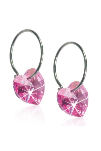 Nealergénne náušnice z lekárskeho titánu Krúžky 14 mm Srdiečka ružové Obrázok pre Nealergénne náušnice z lekárskeho titánu Krúžky 14 mm Srdiečka ružové