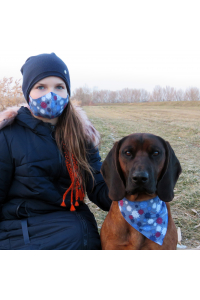 Obrázok pre SADA Bavlnená šatka pre psíka + rúško - Covid / modrá
