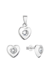 Obrázok pre Sada šperkov s kryštálmi Swarovski náušnice a prívesok biele srdce 39176.1