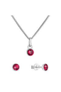 Obrázok pre Sada šperkov s kryštálmi Swarovski náušnice, retiazka a prívesok červenej 39177.3 ruby