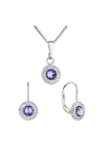 Obrázok pre Sada šperkov s kryštálmi Swarovski náušnice a prívesok fialovej guľaté 39109.3 tanzanite