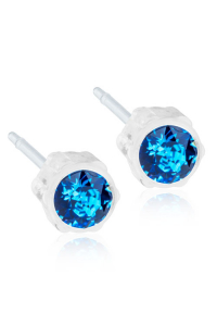 Nealergénne detské náušnice z lekárskeho plastu okrúhle 4 mm zaf. modré Obrázok pre Nealergénne detské náušnice z lekárskeho plastu okrúhle 4 mm zaf. modré