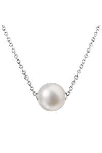 Obrázok pre Strieborný náhrdelník s pevnou bielou riečnou perlou na retiazke 22047.1