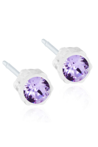 Nealergénne detské náušnice z lekárskeho plastu okrúhle 4 mm fialové Obrázok pre Nealergénne detské náušnice z lekárskeho plastu okrúhle 4 mm fialové