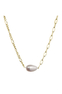 Obrázok pre Pozlátený strieborný náhrdelník s riečnou oválnou perlou 22049.1