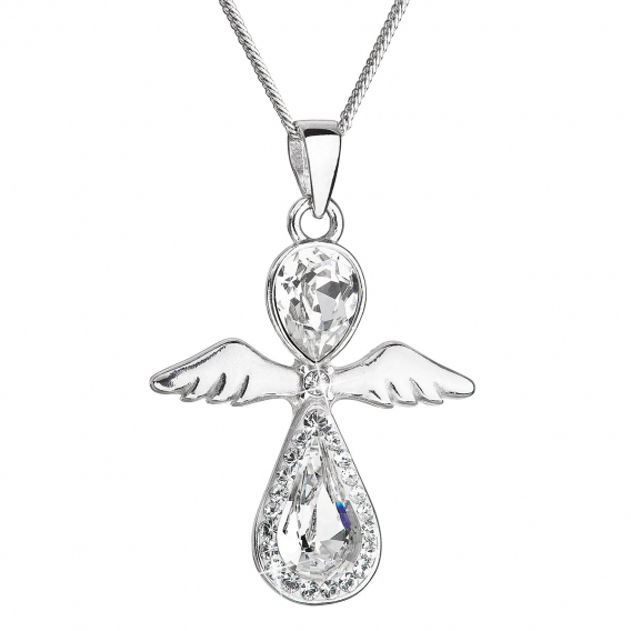 Obrázok pre Strieborný náhrdelník anjel so Swarovski kryštálmi biely 32072.1
