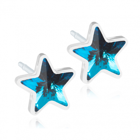 Obrázok pre Nealergénne náušnice z lekárskeho plastu Hviezdičky 6 mm modré