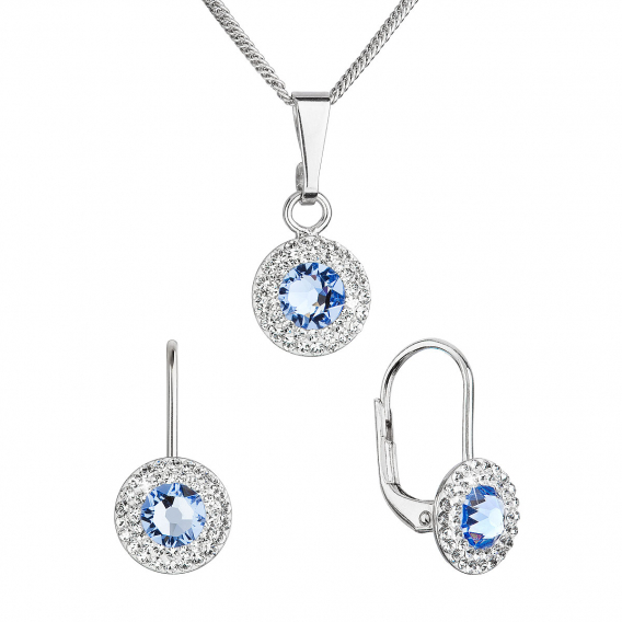 Obrázok pre Sada šperkov s kryštálmi Swarovski náušnice a prívesok modré okrúhle 39109.3 lt. sapphire