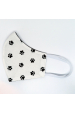 Obrázok pre SADA Bavlnená šatka pre psíka + rúško - Psie labky biela / tmavosivá