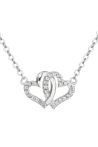 Obrázok pre Evolution Group Strieborný náhrdelník so zirkónom biele srdce 12006.1