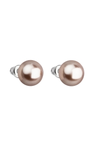 Obrázok pre Náušnice bižutéria so Swarovski perlou hnedé okrúhle 71070.3