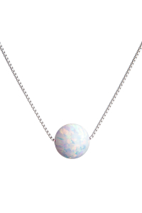 Obrázok pre Strieborný náhrdelník so syntetickým opálom biely okrúhly 12044.1
