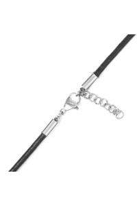 Obrázok pre Kožená šnúrka čierna so zapínaním z chirurgickej ocele 3mm dĺžka na výber